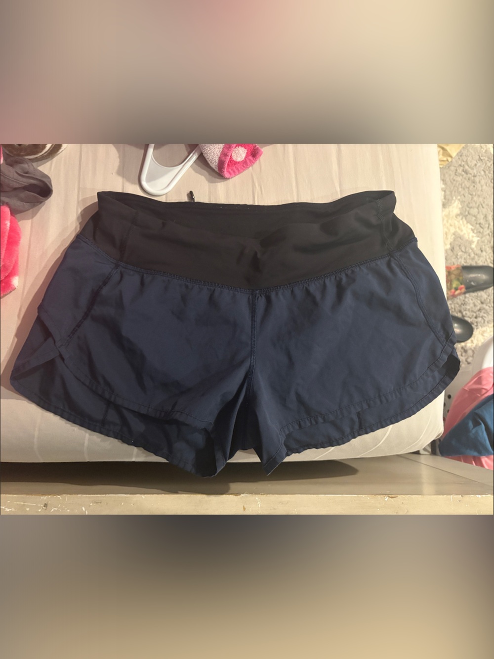 lululemon speed up Navy Running Shorts with Black Waistband size 6